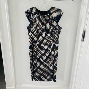 Ann Taylor Multi Colored Neutral Cap Sleeve Dress